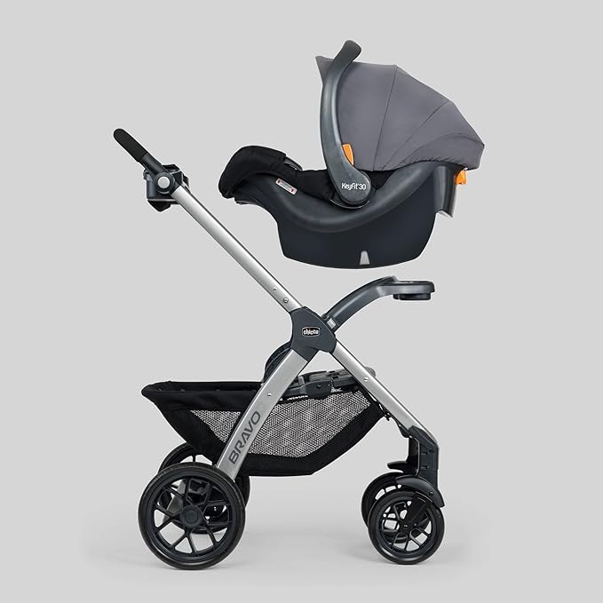 Chicco Bravo 3-in-1 Trio Travel System, Bravo Quick-Fold Stroller with KeyFit 30 Infant Car Seat and Base, Car Seat and Stroller Combo | Calla/Grey