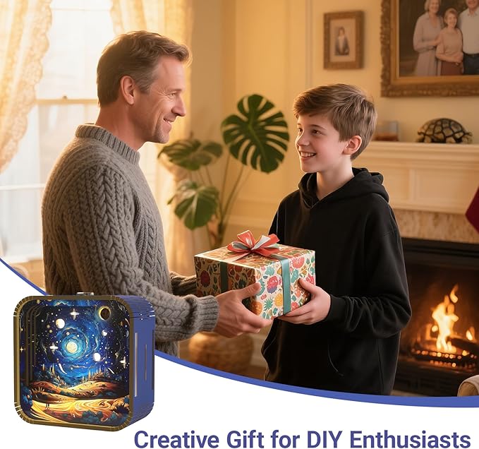 3D Wooden Puzzle Night Light,DIY Craft for Adults with Touch Night Light, Chrismas, New Year, for Teen, Desk Decor for DIY Puzzle Lovers, Men and Women (Dreamy Sky)