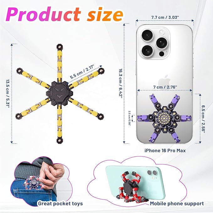 Transformable Fidget Spinners Toys 4 Pcs for Kids and Adults Stress Relief Sensory Toys for Boys and Girls Fingertip Gyros for Party Favors Chrismas Stocking Stuffers Bulk for Teens