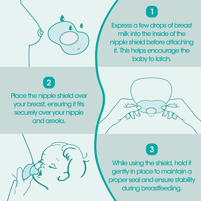 CheriBaby Nipple Shield, Contact Nipple Shield for Breastfeeding with Difficulty Sucking or Flat or Inverted Nipples, 2 Pair with Carrying Case, 100% Food Grade Silicone, BPA/BPS Free, （M-20mm）