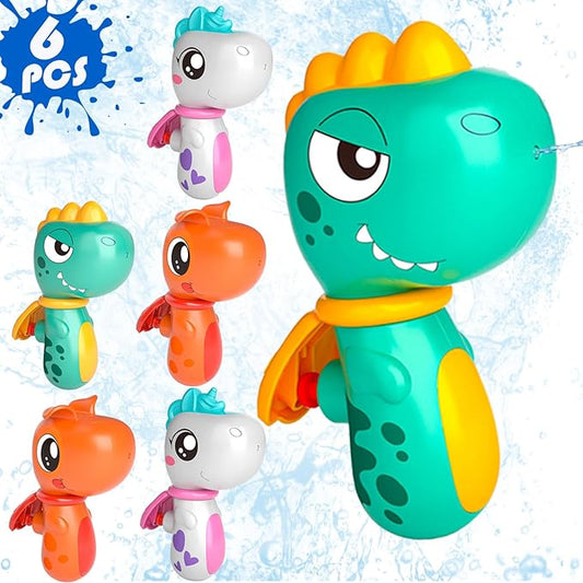 6 Pack Animal Water Gun for Kids, Mini Squirt Gun Water Blaster Soaker Toys, Dinosaur Dog Unicorn Shape Small Water Pistol Gun for Summer Outdoor Pool/Beach/Yard/Party Play