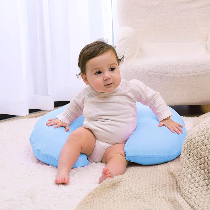 Nursing Pillow, Plus Size Breastfeeding Pillow Original Support for Baby Boys Girls Breastfeeding Essentials, with Removable Soft Cotton Cover (Dark Blue, Standard (23.62*18.11*5.91 Inches))