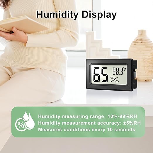 6-Pack Mini Hygrometer Indoor Humidity Meter, Mini Digital Thermometer Humidity Gauge Meter, Indoor Thermometer Hygrometer Monitor Fahrenheit (℉) for Reptile Thermostat, Jars Reptile, Fridge