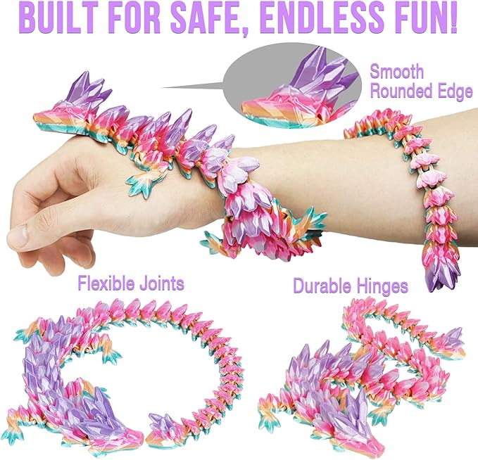 Dragon Eggs with Dragon Inside, 3D Printed Surprise Funny Gifts for Kids, Articulated Dragon Fidget Toys for Adults, Executive Desk Toys Office Room Décor (Pastel Rainbow, M-Size)