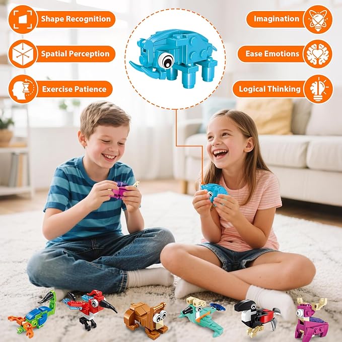 24 Pack Mini Animals Building Block Toy Stocking Stuffers Classroom Prizes Goodie Bags Fillers Building Set, Birthday Gifts Party Favors for Boys Girls Ages 6 8 10 12