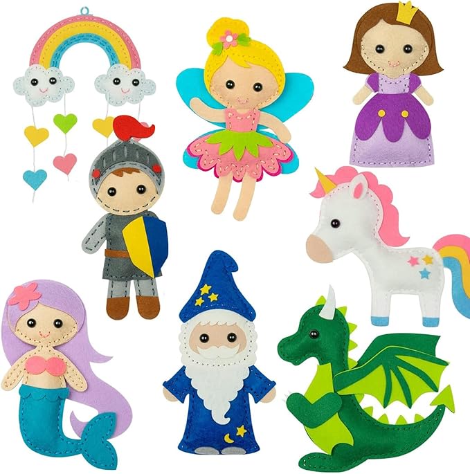 FYXGZZH Kids Beginner Sewing Kit – DIY Stuffed Craft Set with Pre-Cut Felt, Plastic Needle & Embroidery Thread, Educational Arts & Crafts for Boys & Girls Ages 6-12, Castle