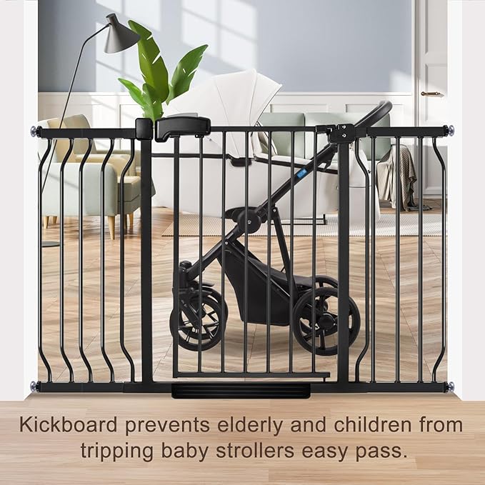 owlie 30.5" Tall Extra Wide Baby Gate 57-66 Inch Black
