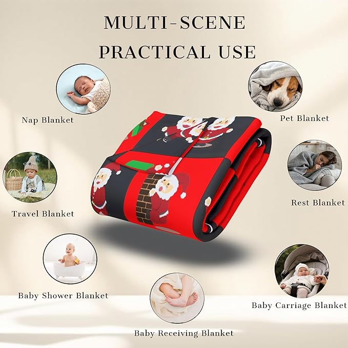 Ship Next Day - Custom Christmas Baby Blanket with Name | Multiple Styles Optional, Personalized Flannel Toddler Blanket, Christmas Swaddle for Boys & Girls, Xmas Decor Throw