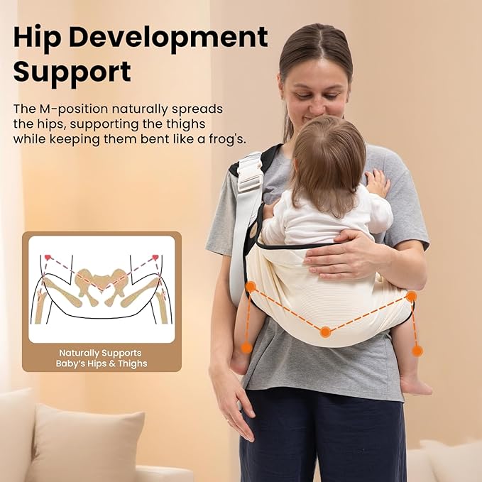 Baby Carrier Newborn to Toddler, Baby Sling Carrier, Toddler Carrier 25-60 lbs with Adjustable Straps, Soft Padded Edges, Lightweight and Travel-Friendly Newborn Baby Carrier