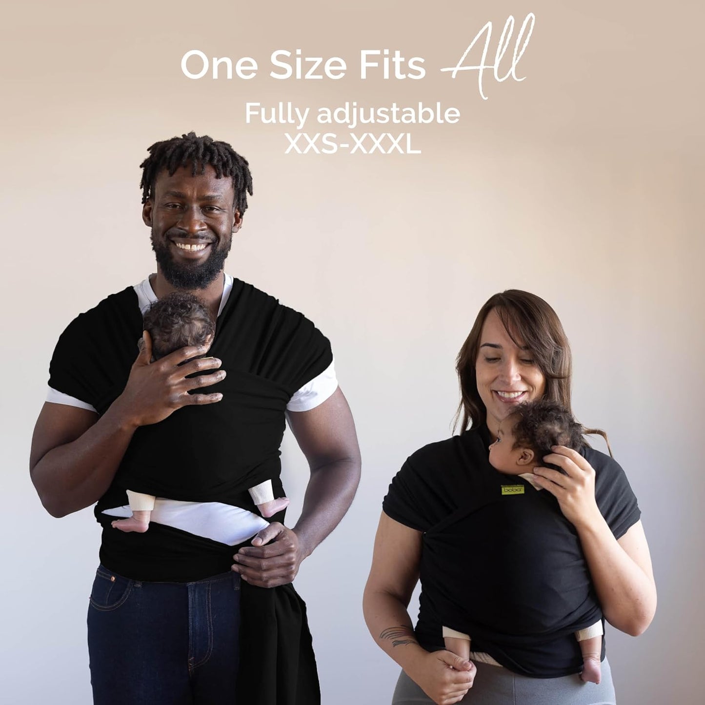 Boba Baby Wrap Carrier – Original Baby Sling Carrier for Newborns (7–35 lbs), Soft, Secure, Hands-Free & Ergonomic, Ideal for Comfortable Bonding, New Parents (Black)