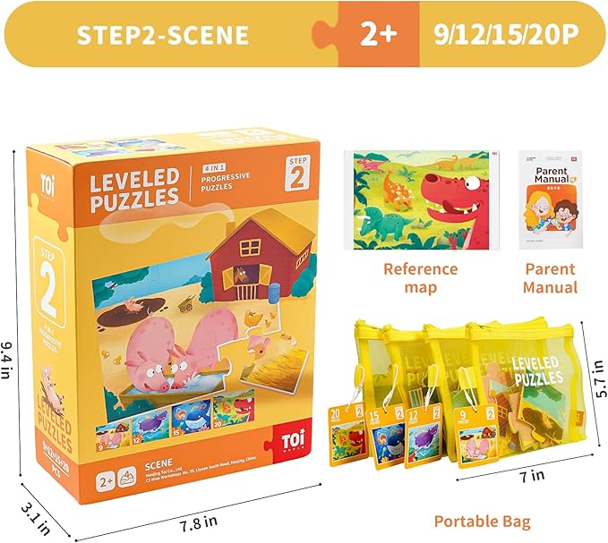 TOI Leveled Puzzles for Kids Aged 2.5 and Up, Toddler Puzzle Preschool Learning Jigsaw Puzzles, Large Pieces Educational Game for Boys Girls, Classic Education Step 2