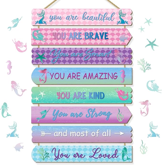 Mermaid Room Decorations For Girls, Kids Room Decor, Inspirational Wall Decor, Little Kids Bedroom Decor,Bedroom Deco For Teen Girls,Nursery Wall Deco(Mermaid)