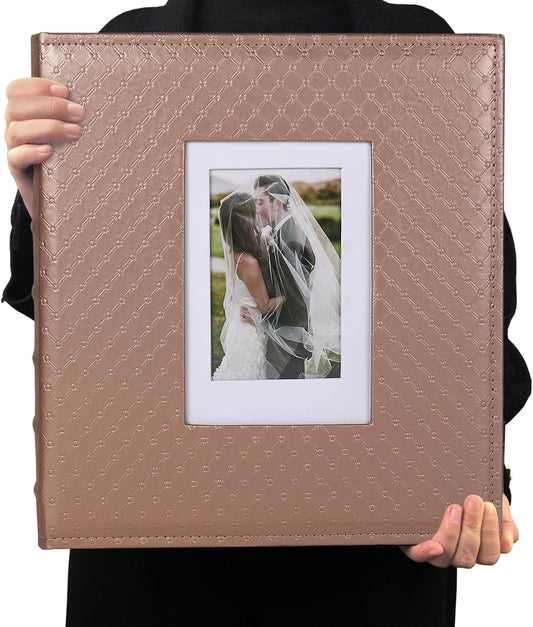 RECUTMS Photo Album 4x6 Holds 500 Photos Black Inner Page Button Grain Leather Larger Capacity Horizontal and Vertical Photos Wedding Pictures Album Birthday Christmas Baby Family Photo Book(Brown)