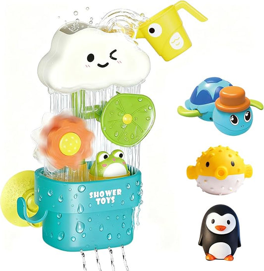 Bath Toys for Toddlers 1-3,Baby Waterwheel Bathtub Toy with Suction Cup,Kids Bath Tub Shower Playset,Infant Bathtime Fun Xmas Birthday Gift for 12-18 Months 1 2 3 4 Years Old Baby Girls Boys