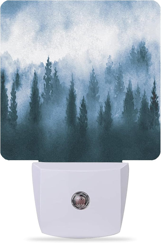 Misty Forest Night Light,Nature Landscape Night Lights Plug into Wall for Boys Girls, Led Lamp for Stairway/Hallway/Bedroom 0.5W Nightlight Sleep Friendly
