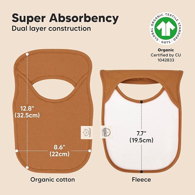 8-Pack Baby Bibs for Boys, Girls - Pullover Bibs for Drooling Teething Baby Girl & Boy Toddler, Newborn, Soft & Absorbent, Cute Colors, Large Torso Coverage Keep Infant Clean & Dry(Terracotta)