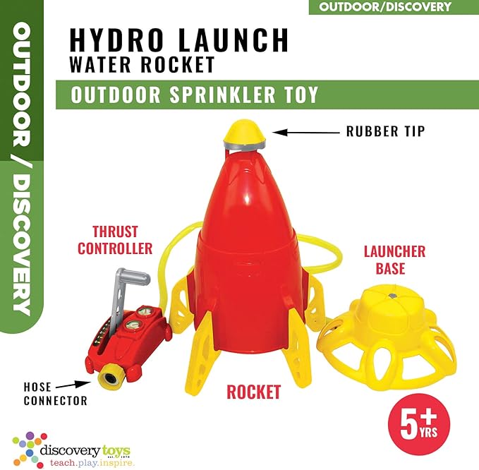 Discovery Toys Hydro Launch Water Rocket Outdoor Sprinkler Toy w/Hand Throttle Control | Kid Powered Learning | STEM Educational Toy Learning & Childhood Development 5 Years and Up | Summer Toy