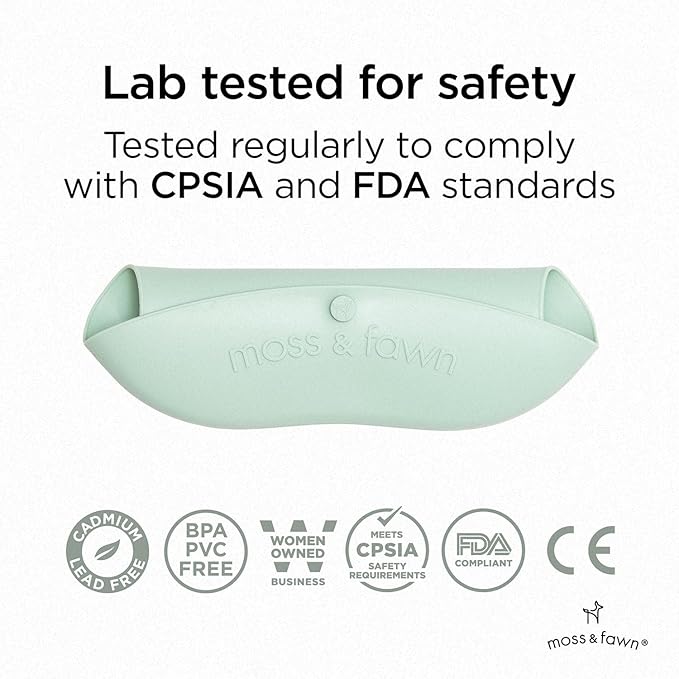 Moss and Fawn Gather & Roll Bib - Washable Waterproof Silicone Baby Feeding Bib - BPA, Lead, & PVC-Free