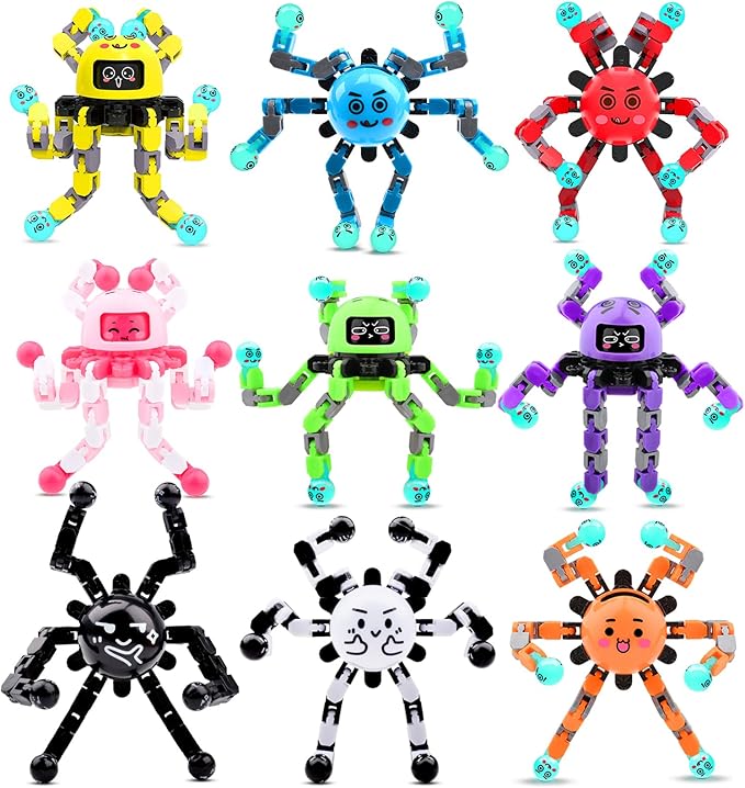 Transformable Fidget Spinner Toys for Kids and Adults,9 PCS Finger Sensory Toy for Boys Girls Autism ADHD Relief,Gifts for Chrismas Birthdays Party Favors for Teens Travel Stocking Stuffers