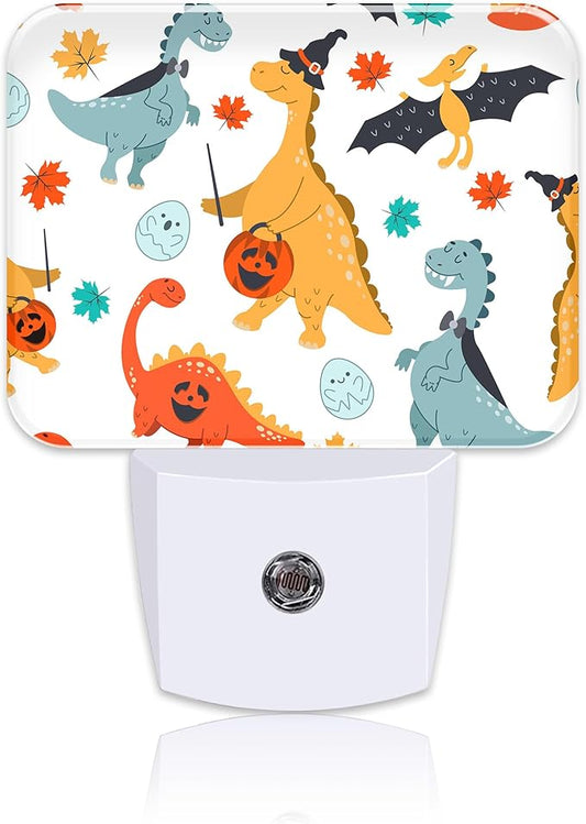Halloween Cute Funny Dinosaur Night Light for Kids, Halloween LED Night Light Plug into Wall with Dusk to Dawn Sensor for Girls Boys Women Men Bedroom,Hallway,Kitchen,Bathroom,Stairs Decor