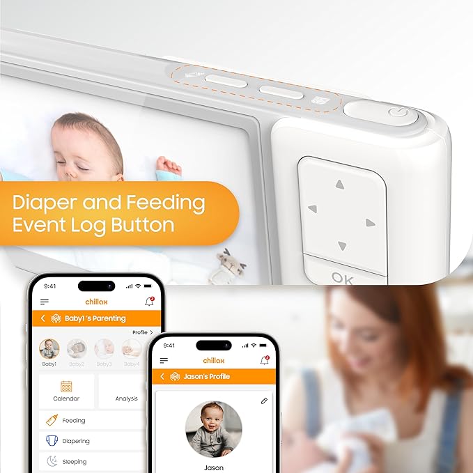 CHILLAX Giraffe Pro Portable Baby Monitor–Video Baby Monitor for Travel with Battery Base Stand,HD 1080p Camera and 5”Screen, Privacy Protection WiFi ON-Off Switch, Gooseneck Design, Night Vision