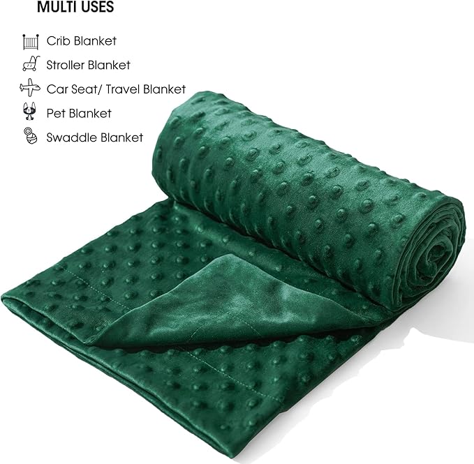 david's kids Micro Fleece Minky Baby Blanket for Boys Girls with Double Layer and Soothing Raised Dots, 40x50 Inches Breathable and Soft Lightweight Receiving Blanket for Newborns, Emerald Green