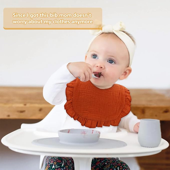 EllieHouse Baby Bibs for Girls Boys 10Pack Muslin Drool Teeth Drooling Teething Bibs Muslin Cotton for Infant Toddler