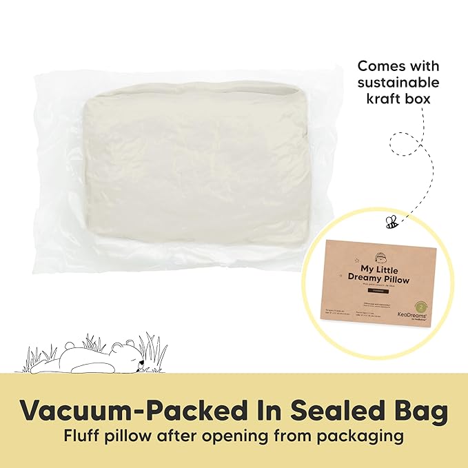 KeaBabies 2-Pack Toddler Pillow 13x18 - Soft Organic Cotton Kids Travel Bed Pillows for Sleeping, School, Nap, Machine Washable, Toddlers 2 to 5, Pillowcase Sold Separately (Clay)