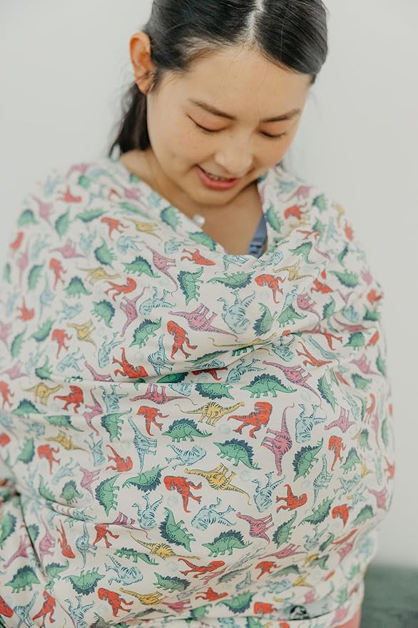 Copper Pearl Baby Car Seat Cover Canopy and Nursing Cover Multi-Use Stretchy 5 in 1 Gift 'Dinosaurs of Jurassic Park' - One Size