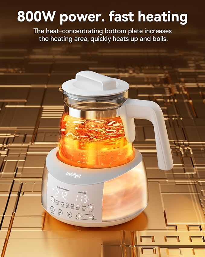 Bottle Warmer comfyer, Baby Bottle Warmer with Night Light and Faster Cooling Fan, Instantly Water Warmer, Tea Kettle Electric with 6 Temperature Control Presets, Feed Baby More Easier and Healthier