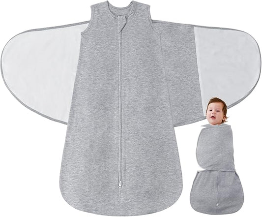 Baby Swaddle Sleep Sack 1.0 Tog 3-in-1 Cotton Baby Swaddle Blanket Wrap for Newborns 6-12 Months Grey