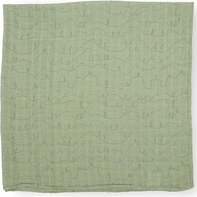 Little Unicorn Premium Cotton Swaddle Baby Blanket | Breathable Fabric | for swaddling, Play, Nursing & More (Cactus Lines)