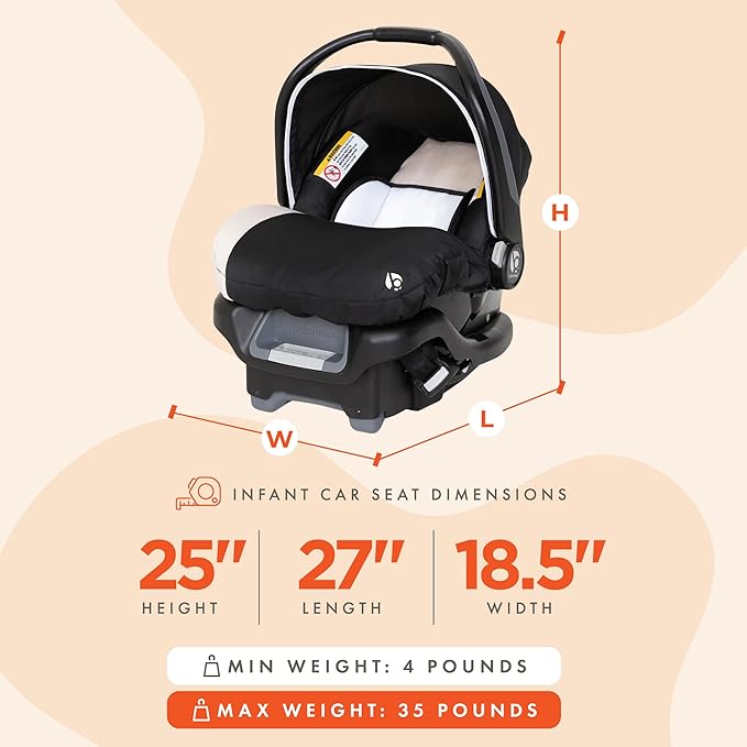 Baby Trend Ally Newborn Baby Infant Car Seat Carrier Travel System with Harness and Extra Cozy Cover for Babies Up to 35 Pounds, Modern Khaki