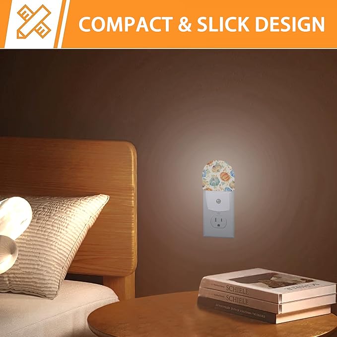 Thanksgiving Pumpkin Night Light,Night Lights Plug into Wall with Dusk to Dawn Sensor,Lamp for Bedroom Bathroom Hallway Nightlight for Women Girls