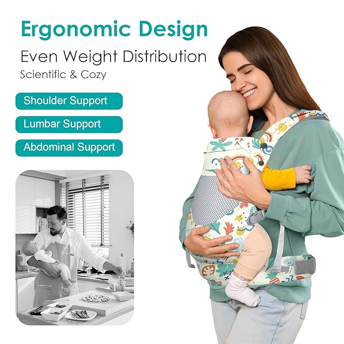 Infant Baby Front Carrier, Toddler Body Carrier, 7-66 Lbs Ergonomic Design, Lumbar Support, Lightweight Baby Chest Carriers (3-36 Months)
