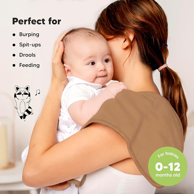 Organic Burp Cloths Baby Boy & Girl - 5-Pack Super Absorbent Cotton Burping Cloths for Babies, Soft & Plush Newborn Spit Up Rags, Infant Towels for Milk Spit Up, Unisex, Large 21" x 10" (Terracotta)