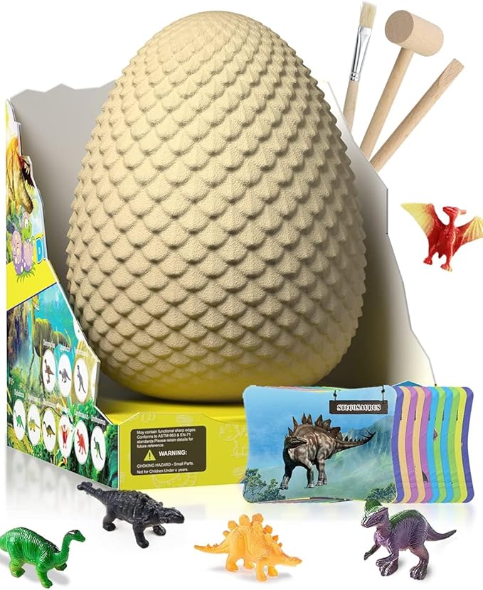 EARTH'SCODE Jumbo Dinosaur Eggs Excavation Dig Kit, Dino Egg with 12 Unique Dinosaurs Toys Inside, Discover Dinosaurs Archaeology Science STEM Crafts Best Holiday & Birthday Gifts for Boys & Girls