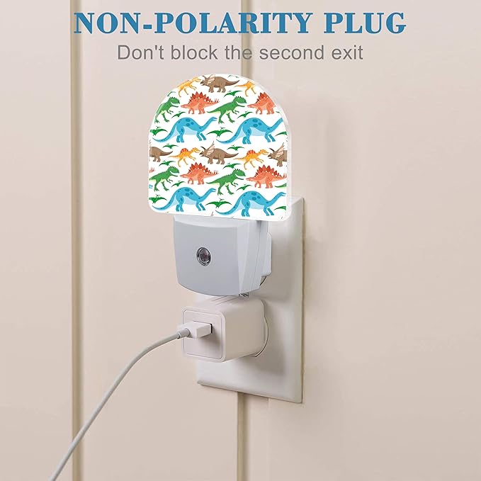 Night Light for Kids Girls Boys, Cartoon Cute Colorful Dinosaur LED Night Light Plug into Wall with Dusk to Dawn Sensor for Room Decor, Hallway, Kitchen, Bathroom, Nursery, Stairs