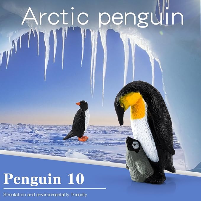 10PCS Realistic Arctic Penguin Figurines Toy Playset Winter Habitat Adventure Toys Christmas Birthday Party Supplies Decor