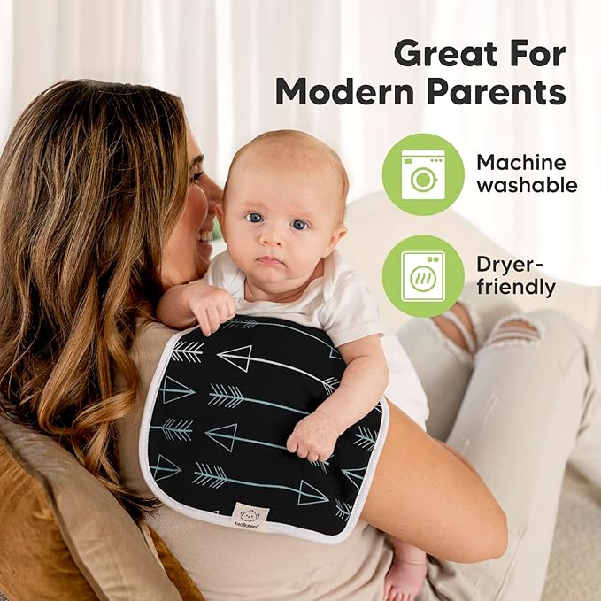 Organic Burp Cloths Baby Boy & Girl - 5-Pack Super Absorbent Cotton Burping Cloths for Babies, Soft & Plush Newborn Spit Up Rags, Infant Towels for Milk Spit Up, Unisex, Large 21" x 10" (MONOS)