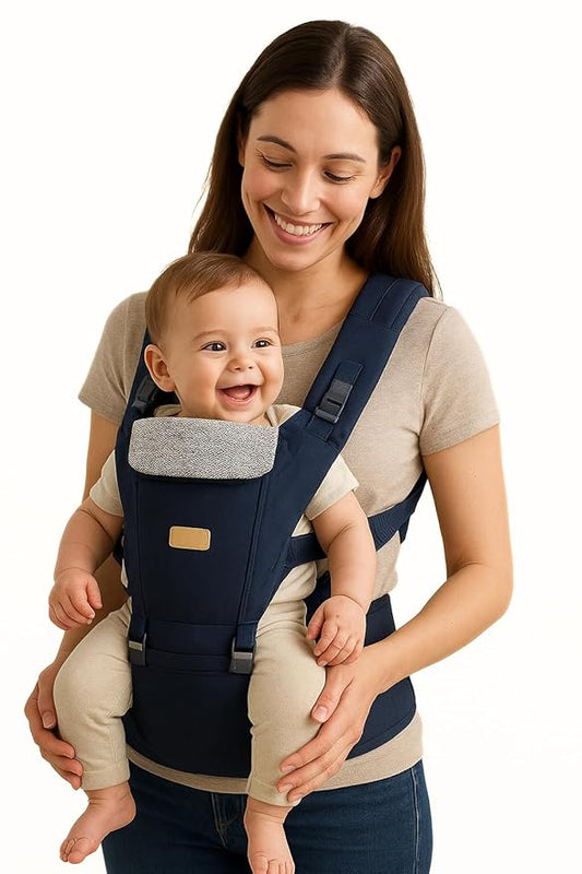 Sharth Baby Carrier with Hip Seat, 6-in-1 Convertible, Adjustable, Ergonomic Baby Carrier for Newborn to Toddler, Front and Back Carry, 0–36 Months, 7–41 lbs, All Seasons, Dark Blue