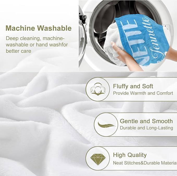 Personalized Custom Baby Blanket with Name for Girls Boys Kids Customized Flannel Blanket for Bed Nursery Room Baby Stroller