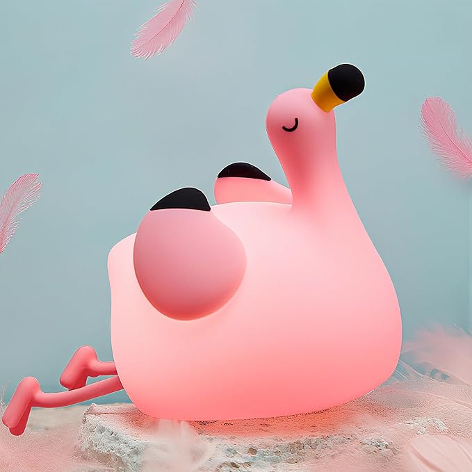 Flamingo Night Light for Kids,Pink Flamingo Gift, Silicone LED Squishy Animal Lamp,Dimmable/Timer Nursery Nightlight for Baby, Rechargeable Touch Bedside Lamp, Bedroom/Dorm Decor,Girls Gifts