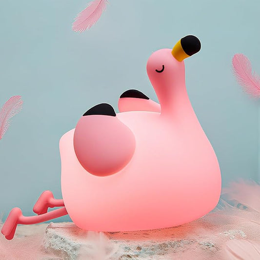 Flamingo Night Light for Kids,Pink Flamingo Gift, Silicone LED Squishy Animal Lamp,Dimmable/Timer Nursery Nightlight for Baby, Rechargeable Touch Bedside Lamp, Bedroom/Dorm Decor,Girls Gifts