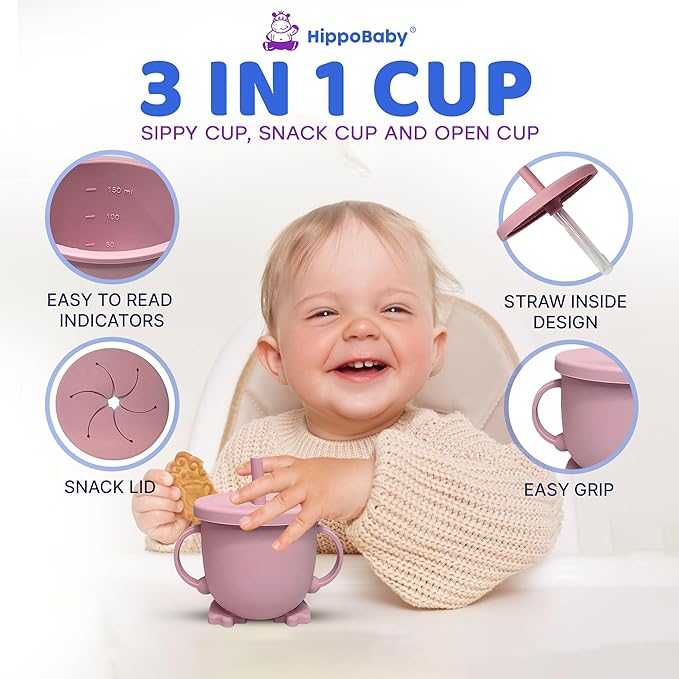 Baby Led Weaning Supplies |10 Piece Silicone Baby Feeding Set, Baby Toddler Bib Cup Divided Plate and Bowl Self Feeding Spoons Dish Set | Baby Utensils,Toddler Feeding Supplies (Rose Quartz)