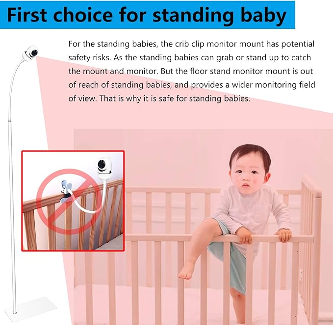 Floor Stand Monitor Mount with Arm Compatible with HelloBaby HB65 HB66 HB6550 HB6558 HB248, for Standing Baby, Floor Stand Baby Monitor Mount Holder Arm Floor Stand Camera Mount Holder for Hello Baby