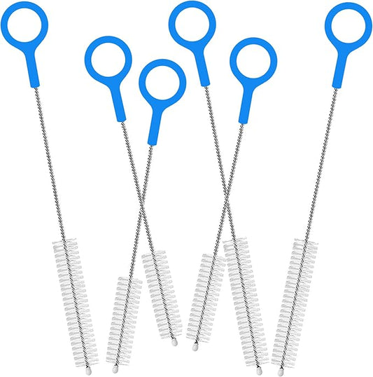 Straw Cleaner Brush 2 Size(12+10 Inch) 15 mm, Straw Cleaning Brush with Steel Wire 3mm Thick, Straw Brush Cleaner with Big Circular Handle for Cleaning Stanley Cup, Water Bottle,Sippy Cups 6-Pack