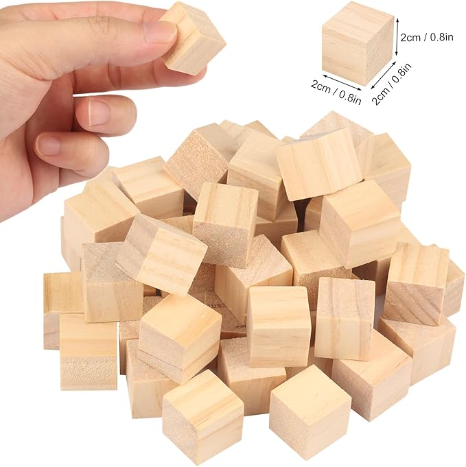 700 Packs Wooden Blocks for Crafts, 0.8 Inch Pine Wood Cubes, Wooden Cubes for Paint, Stamp, Decorate, DIY Projects and Personalized Gifts,by GNIEMCKIN.