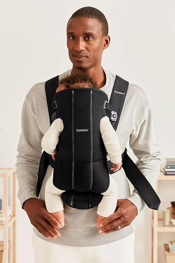 BabyBjörn Baby Carrier Mini, Black, Woven | Newborn Carrier (7-25 lbs), Ergonomic, Easy-to-Use