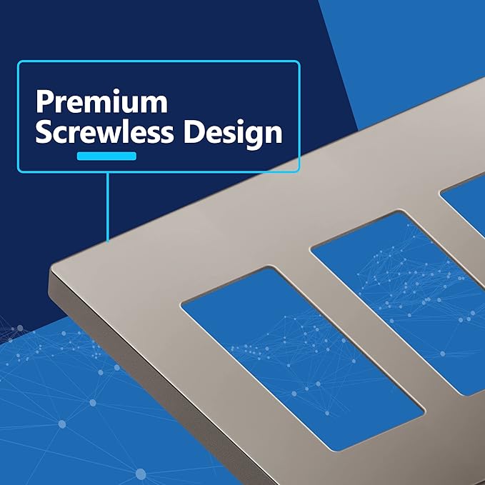 LIDER Matte Finish Decorator Switch Cover, Screwless Wall Plate, Mid-Size 3-Gang 4.88" x 6.77", Unbreakable Polycarbonate Thermoplastic, UL Listed, LSWP-33M-NK, Nickel